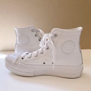 Converse All-Star White Platform Leather HighTop Sneakers